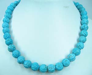 Turquise Round Carvin Beads